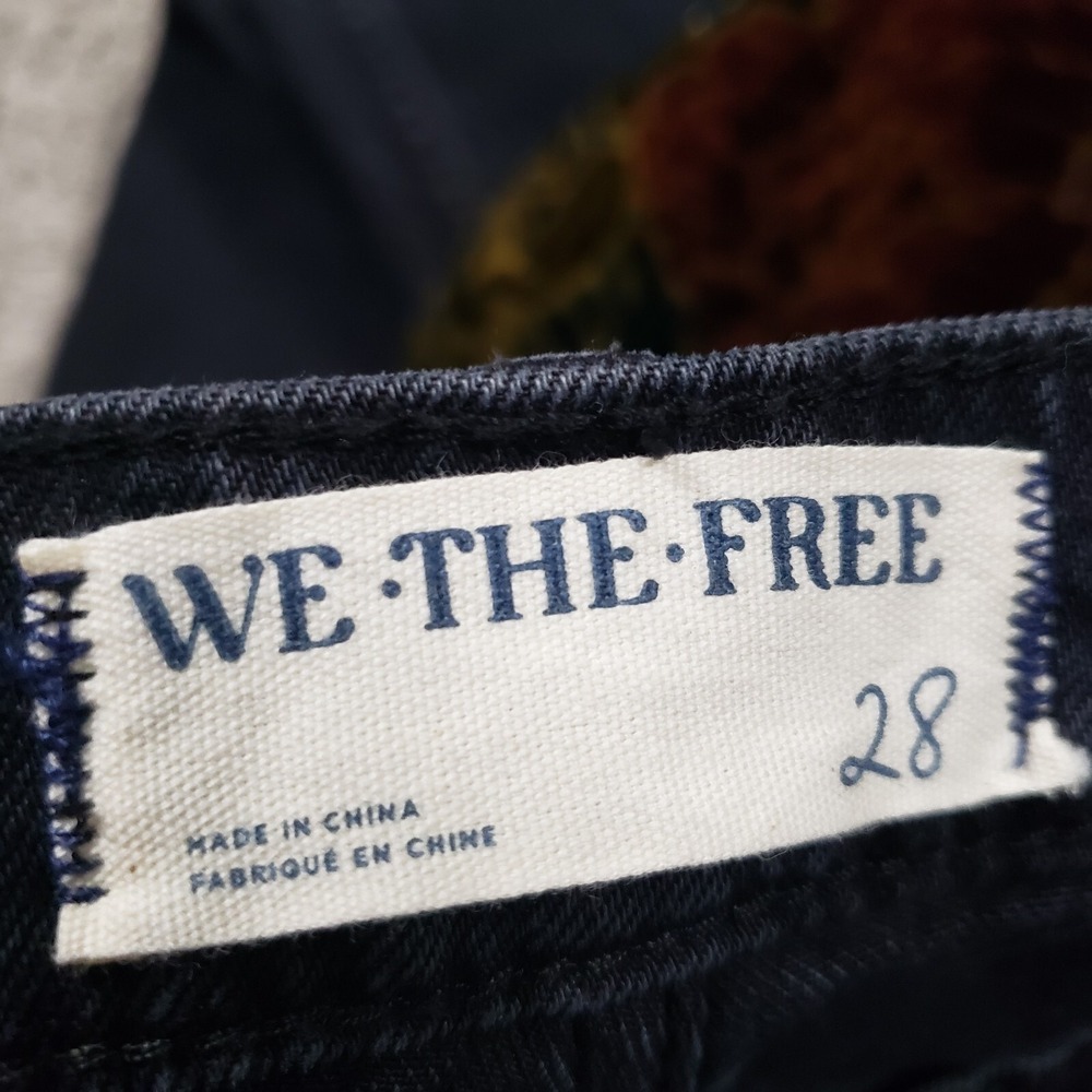 We the Free People Jeans 28 (33x29) Black Just Frills Low-Rise Wide-Leg Boho - Picture 11 of 16